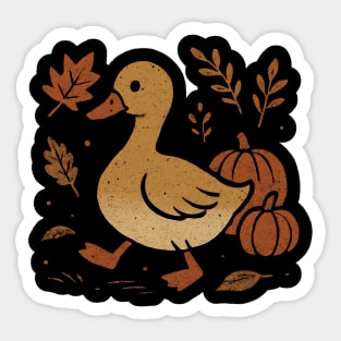 Cute Autumn Duck T-Shirt - Fall Harvest Duckling Graphic Tee Sticker